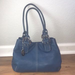 Like New Gorgeous Tignanello Blue Leather Bag